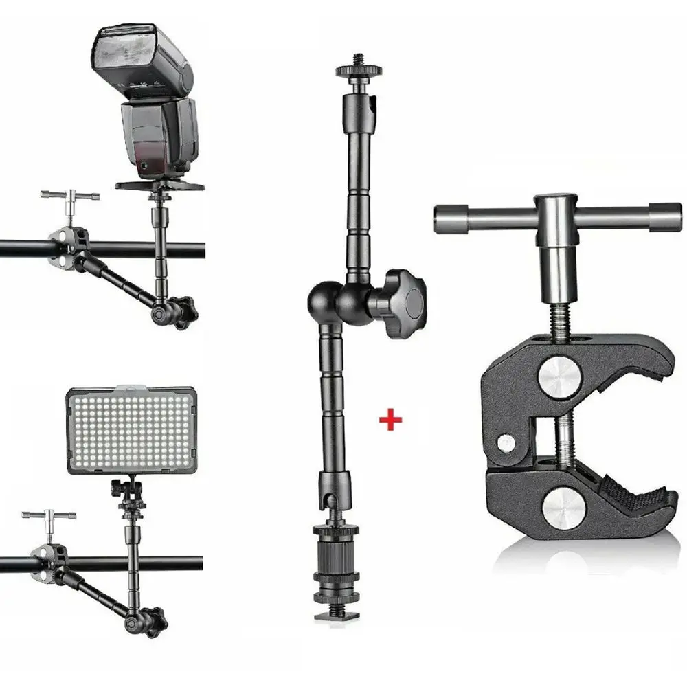 11 Inch Metal Adjustable Articulating Magic Arm Super Clamp for Flash LCD Monitor LED Video Light SLR DSLR Camera Accessories