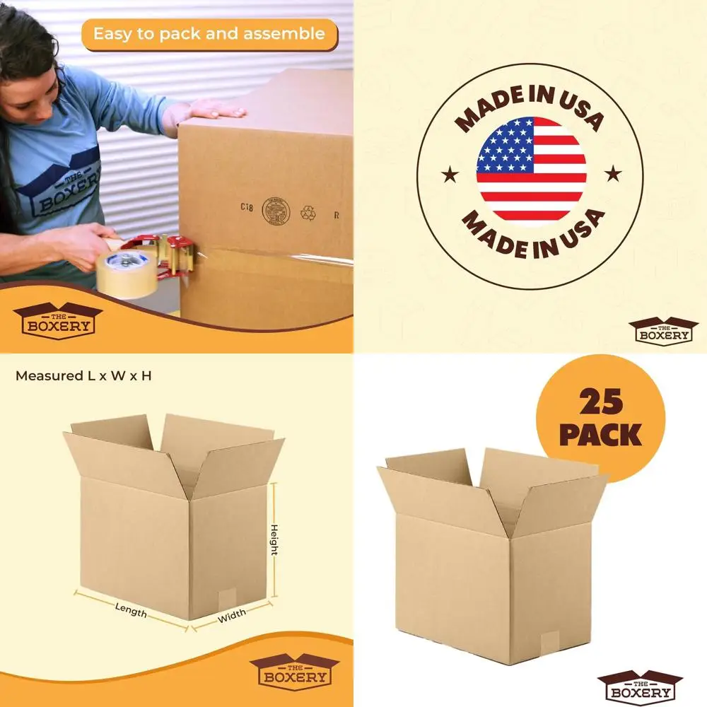 

25-Pack 20x16x6 Brown Kraft Corrugated Boxes for Shipping, Packing, and Storage - Durable, Eco-Friendly, Recyclable, Made in USA