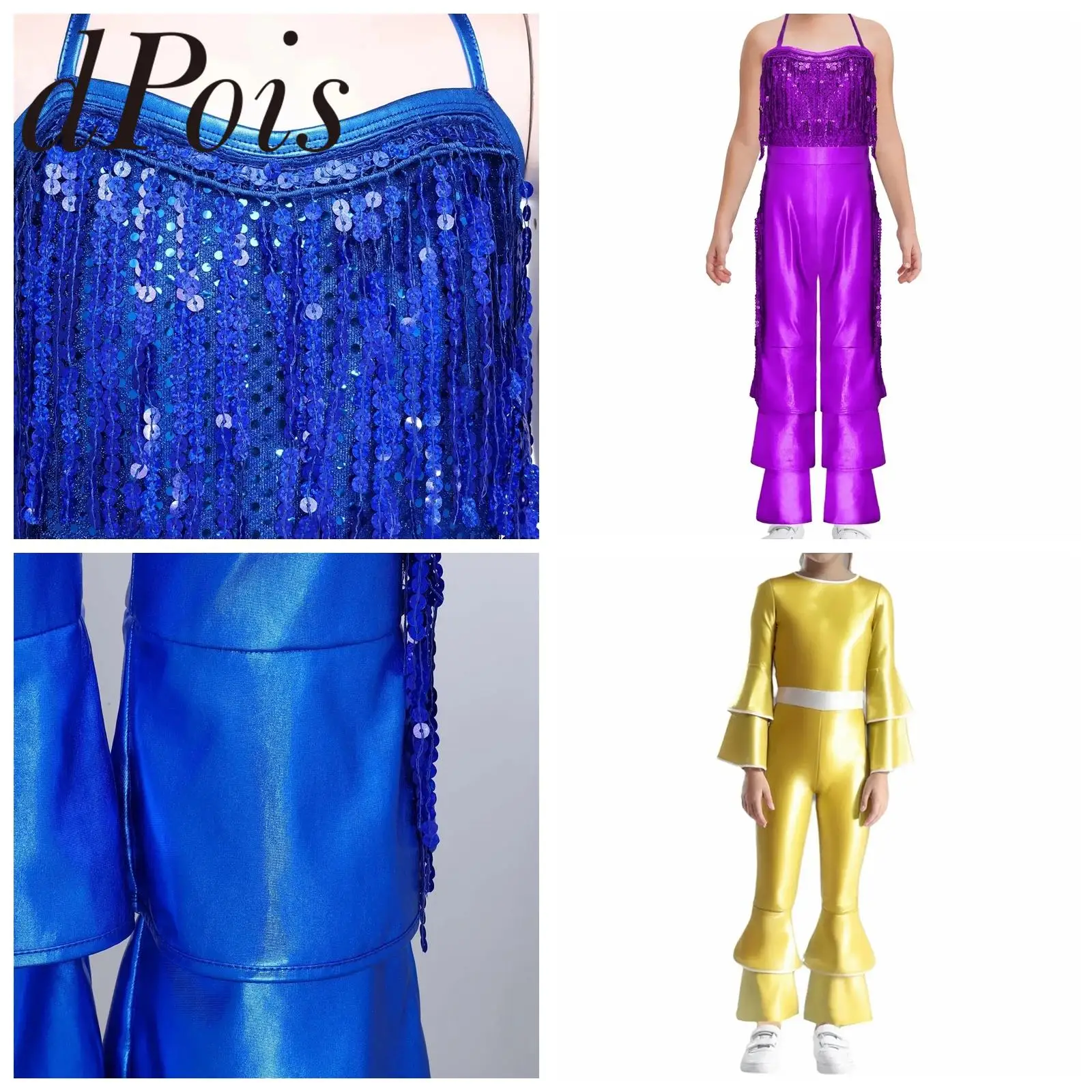 Girl's Alien Costume Metallic Jumpsuit Jazz Dance Streetwear Kids Astronaut Robot Costumes Carnival Theme Party Disco Outfit