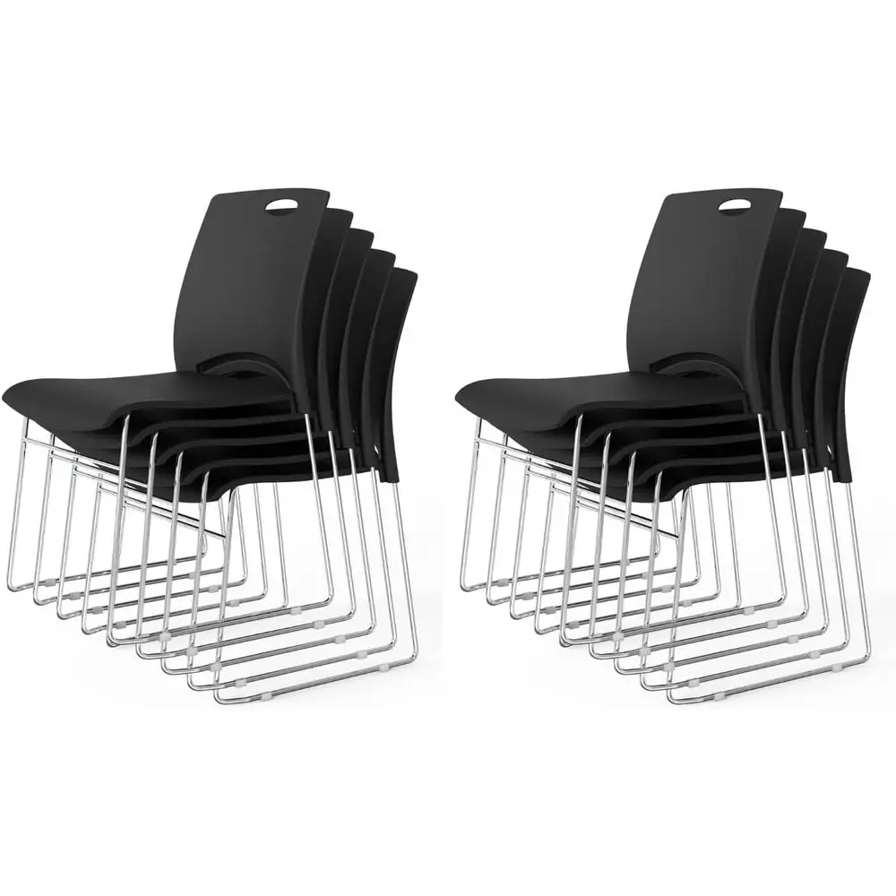 

Set of 10 Stackable Office Chairs with Metal Base, Ergonomic Plastic Seats, Ideal for Waiting Rooms, Break Rooms, and Banquets,