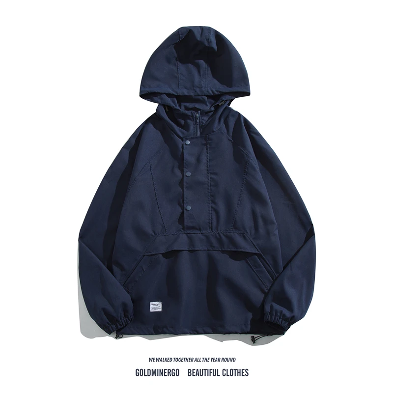 

Ретро-японская толстовка с капюшоном, мужская повседневная свободная куртка, универсальная, для пар, стильная, с длинными рукавами, на молнии, с длинными рукавами