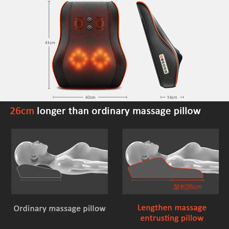 Nieuwe Elektrische Shiatsu Hoofd Hals Cervicale Tractie Lichaam Massager Auto Rugkussen Met Verwarming Vibrerende Massage Apparaat