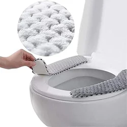 Plush Warm Thick Padded Toilet Seat Cover Mat Non Slip Soft Toilet Seat Cushion Bathroom Accessories