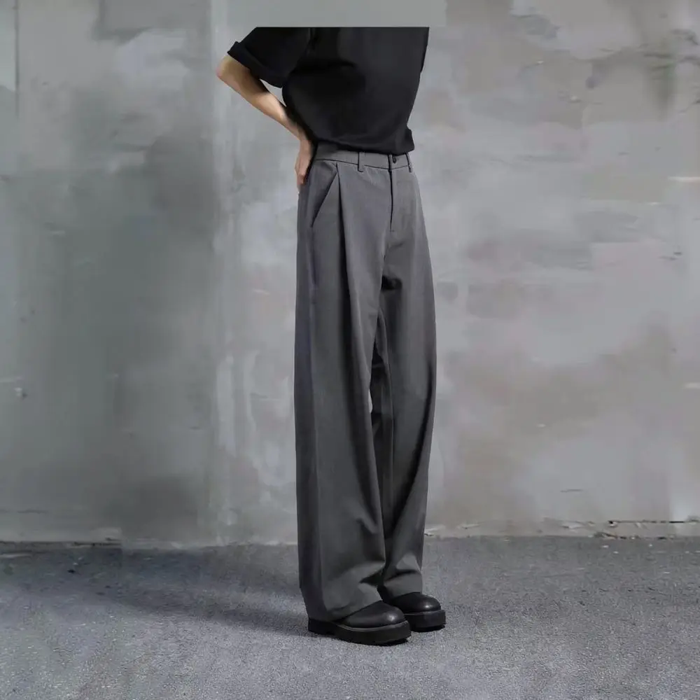 Mens Straight Fit Business Trousers Casual Slacks Non Iron Fabric Comfortable Minimalist Style Daily Wear Pants