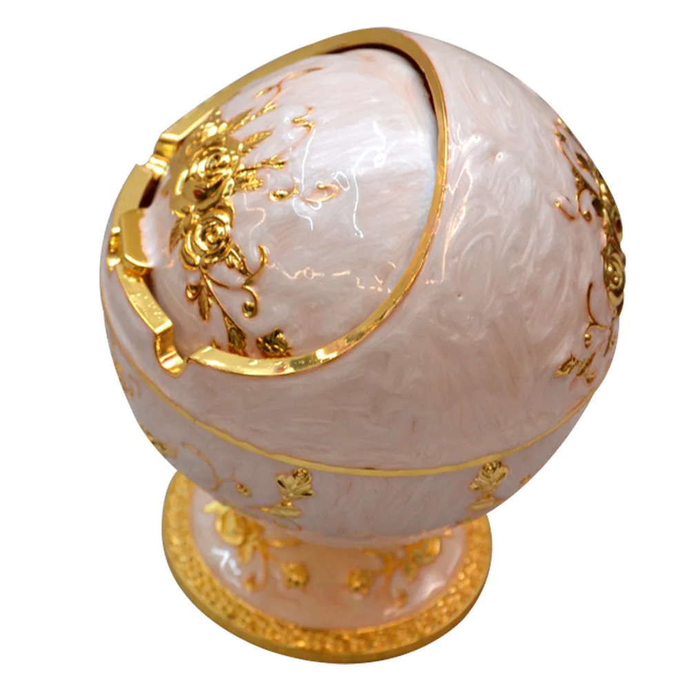 

1pc Flip-Cover Alloy Ashtray Retro Dustproof Decorative Vintage Smoking Ashtray For Home Hotel Office Golden Color