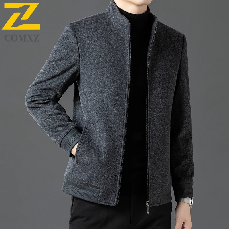 Wool Blend Jacket Men Leisure Turndown Collar Business Working Cold Proof Coat High Quality  Windproof  Warm Winter TrenchCoat