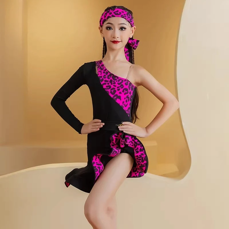 

Kids Chacha Samba Rumba Latin Dance Competition Dresses Girls Halter Latin Dance Dress Child Stage Performance Costumes