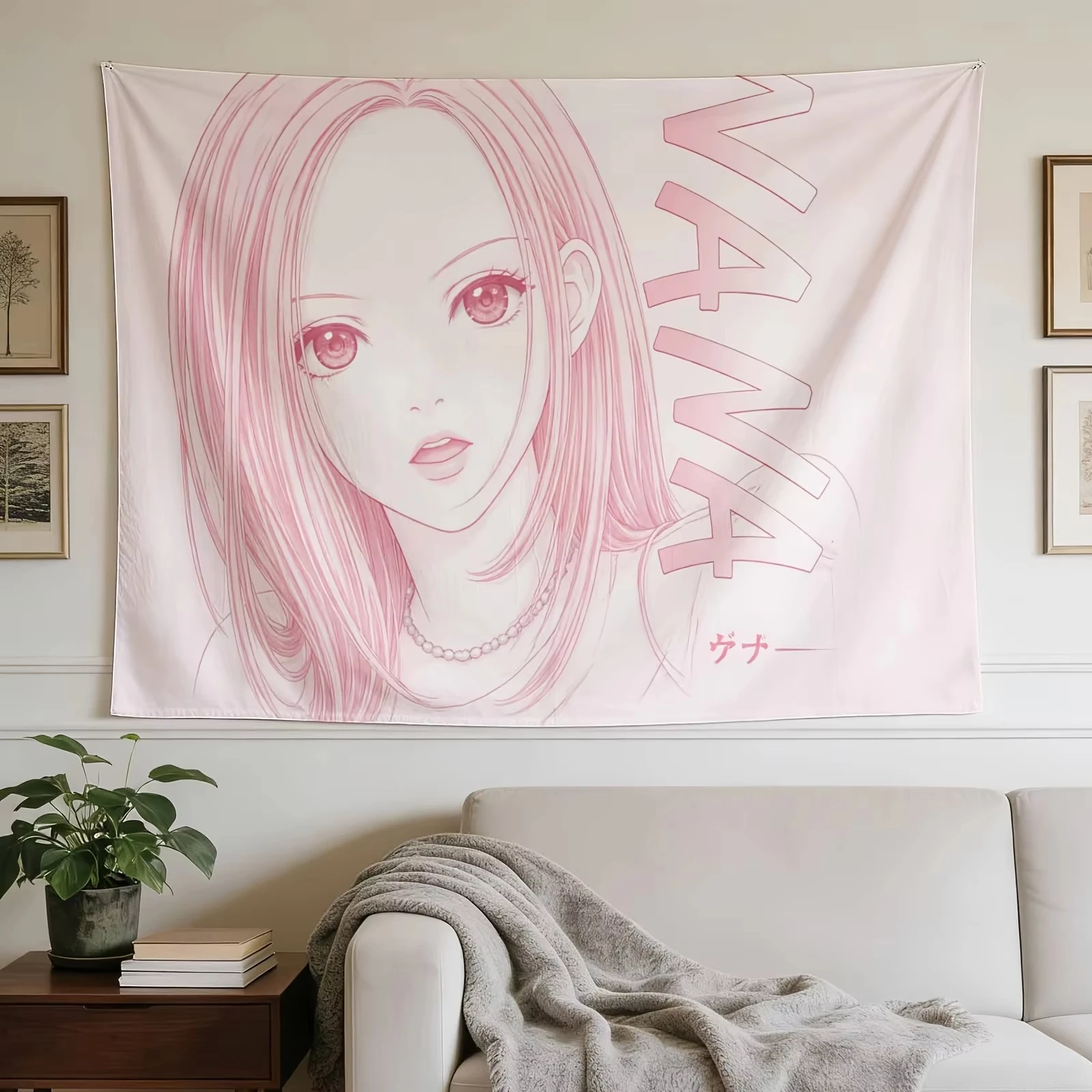 VIKAMA Komatsu Nana Pink Thread Tapestry Japanese Girl Style Wall Decoration Background Cloth Room Decoration Home Decoration