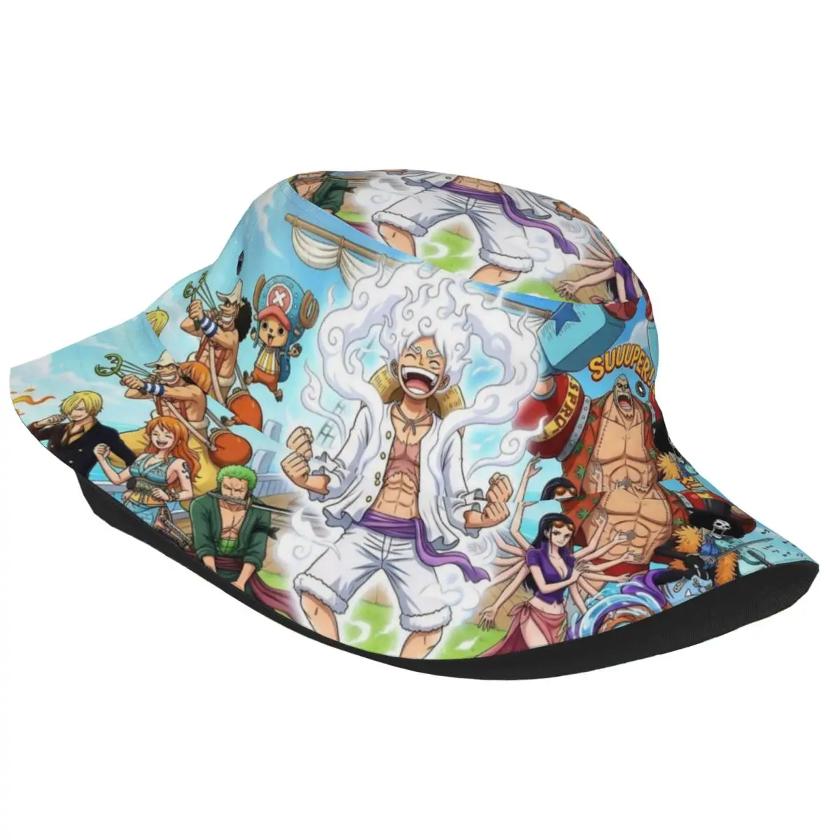 Spring Headwear One Piece Anime Accessories Bucket Hat Unisex Sun Hat Monkey D Luffy Gear 5 Bob Fisherman Hats Outdoor Sports