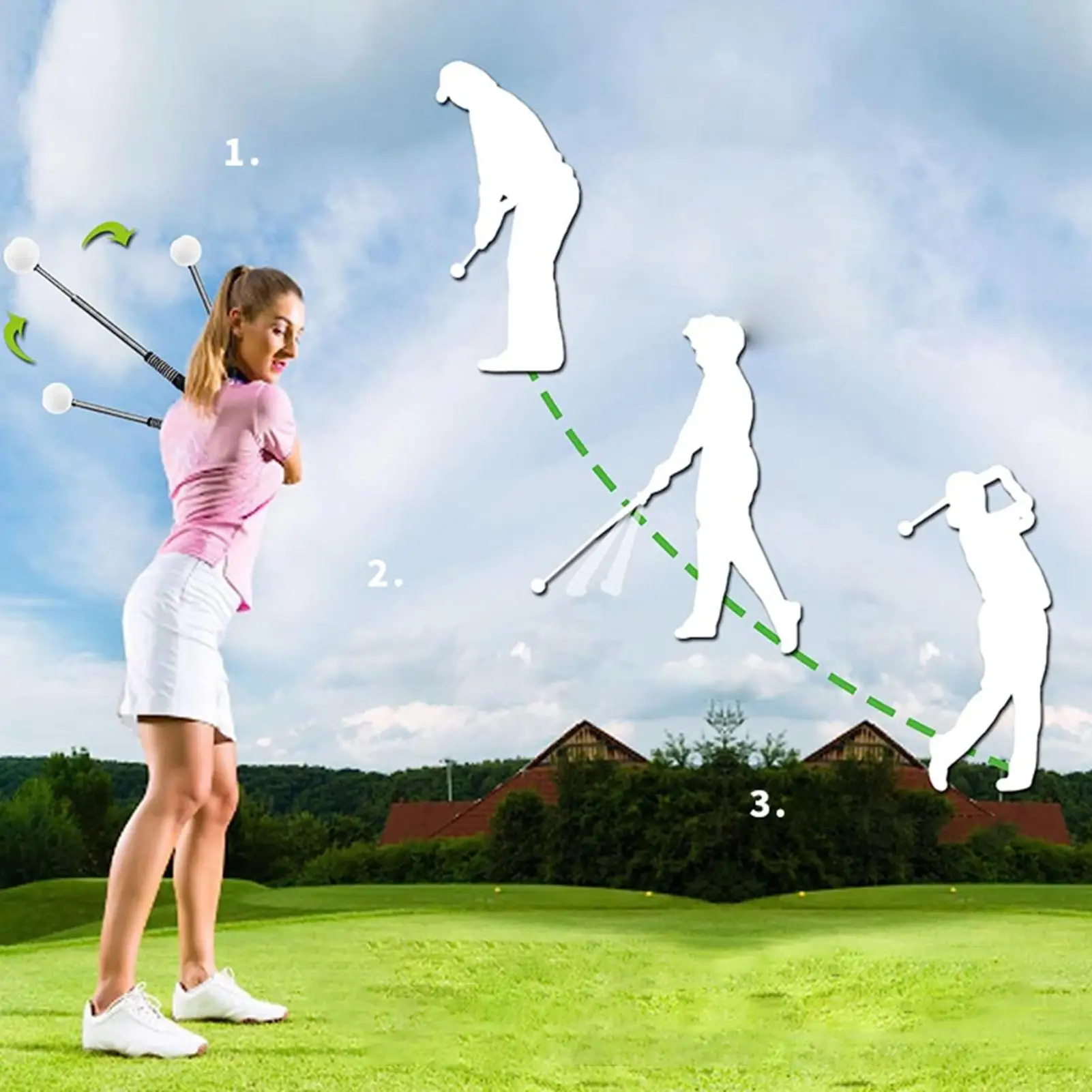 

Golf Swing Trainer Delay Release Golf Swinging Corrector With Sound Retractable Training Correction Tool Right-handed For Women