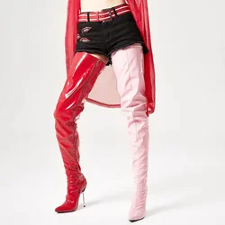 Black Fashion Over The Knee Boot Patent Leather High 11CM Thin Heels Sexy Style Zipper Women Shoes Zapatos Mujer Botas Ladies