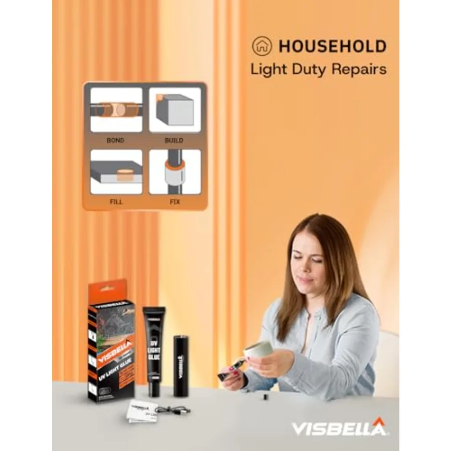 UV Light Glue Resin Kit with Lamp, Liquid Curing Adhesive for Craft Cured in Seconds Fix Fill Seal Bond Repair for Metal, Wood,