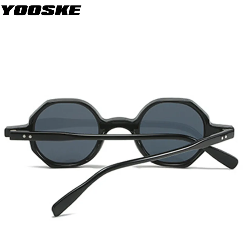 YOOSKE Vintage Polygon Round Women Fashion Clear Ocean Gradient Lens Shades UV400 Men Trending Rivets Purple Pink Sun Glasses