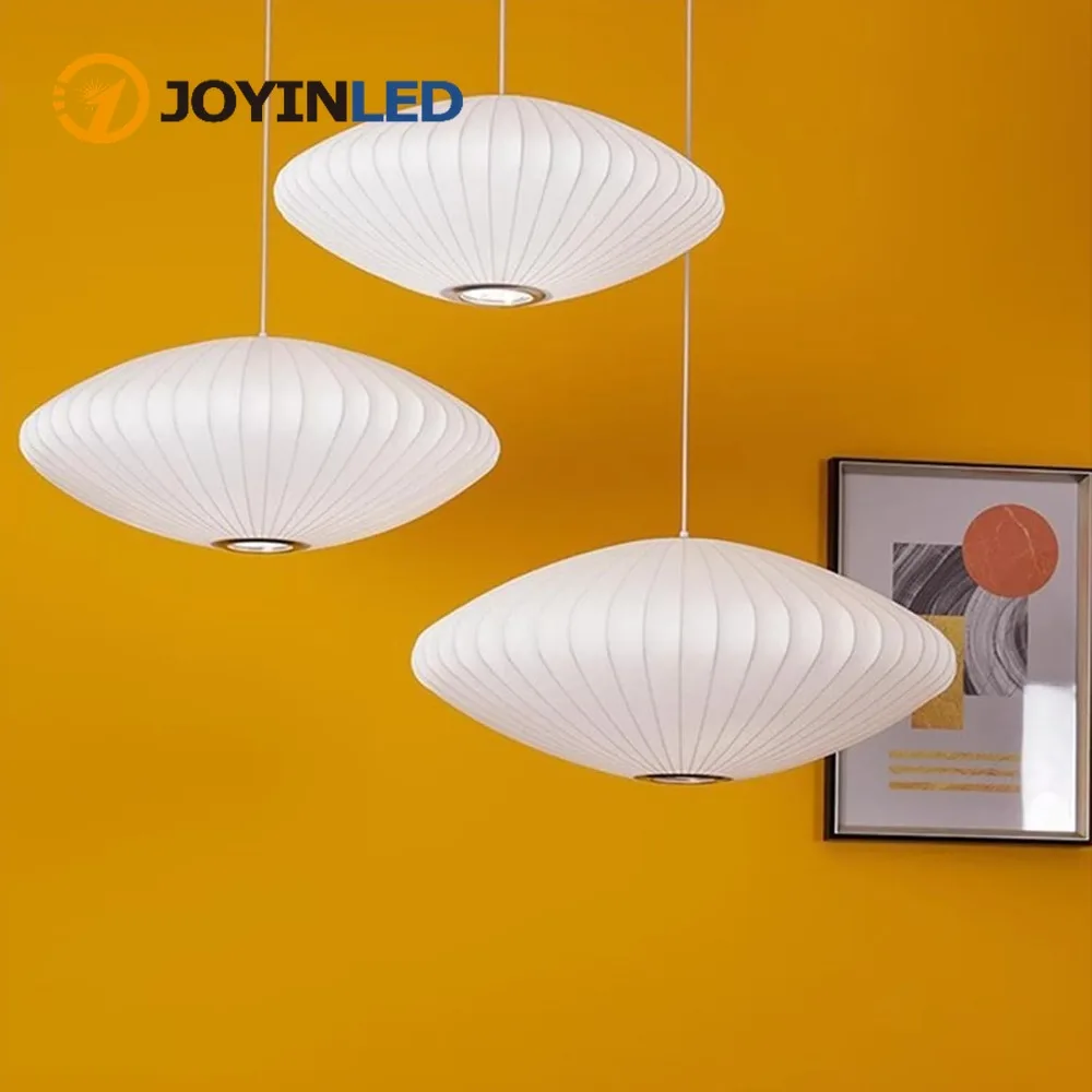 JOYINLED Moderne Seiden-Pendelleuchte Japanische E27 Hängelampe Einköpfiger Seidenraupen-Kronleuchter Esstisch-Dekor Beleuchtungskörper