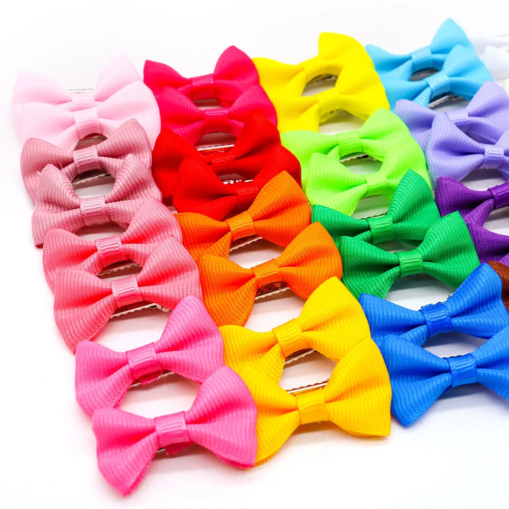 100pcs in pairs Solid Hair Clips For Dog Hair Bows Pet Puppy Hair Clips Cute Small Dog Cat Bowknot Dogs Grooming Accessories