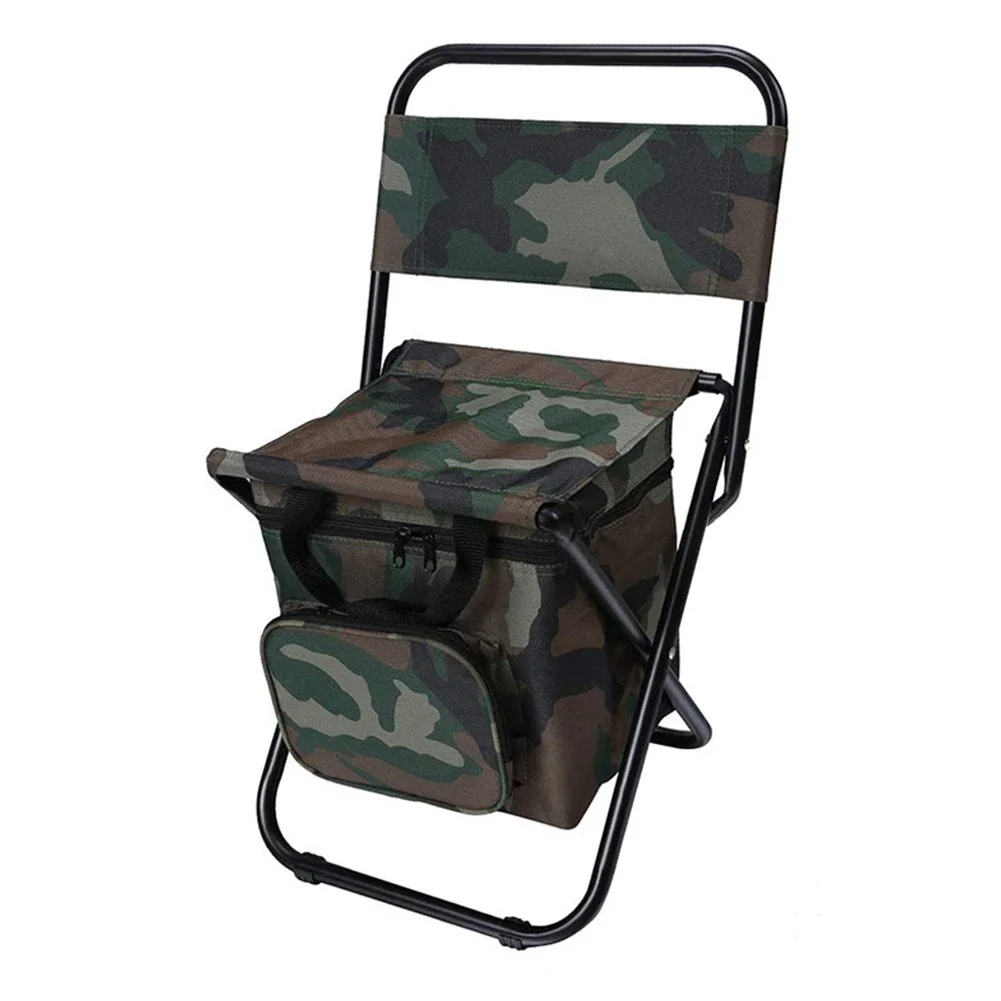 

Portable Backrest Stool with Cooler Bag Compact Fishing Chair Foldable Camping Chair for Camping Fishing Outdoor