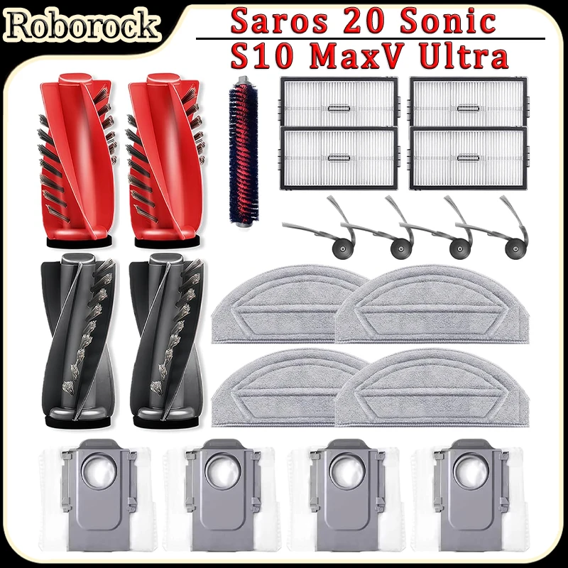

For Roborock Saro 20 Sonic/S10 MaxV Ultra Robot Vacuum Cleaner Accessories kit Main Brush、Filter、Mop Pads、Side Brush、Dust Bags