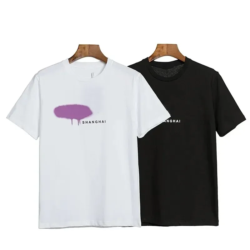 23SS Angels Letter Pattern Short Sleeve Summer Oversized Men Women Couple Casual Tops Round Neck Graffiti Paint Printing T-shirt