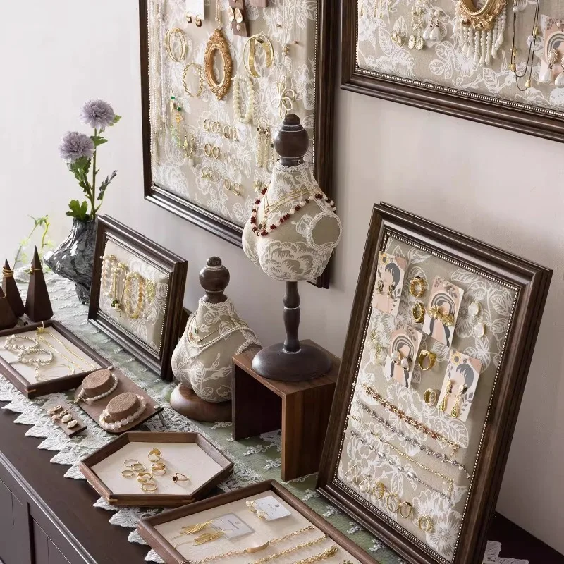 الرجعية مجوهرات عرض موقف جدار جبل الإطار تخزين المجوهرات القرط المنظم خواتم قلادة حامل المهنية عرض الرف