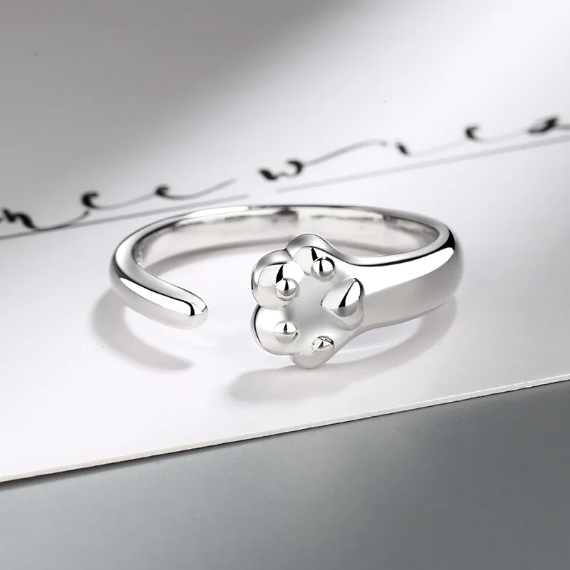 925 Sterling Silver Cat Paw Open Rings For Women Engagement Wedding Luxury Jewelry Accessories Wholesale Jewellery Argent 925