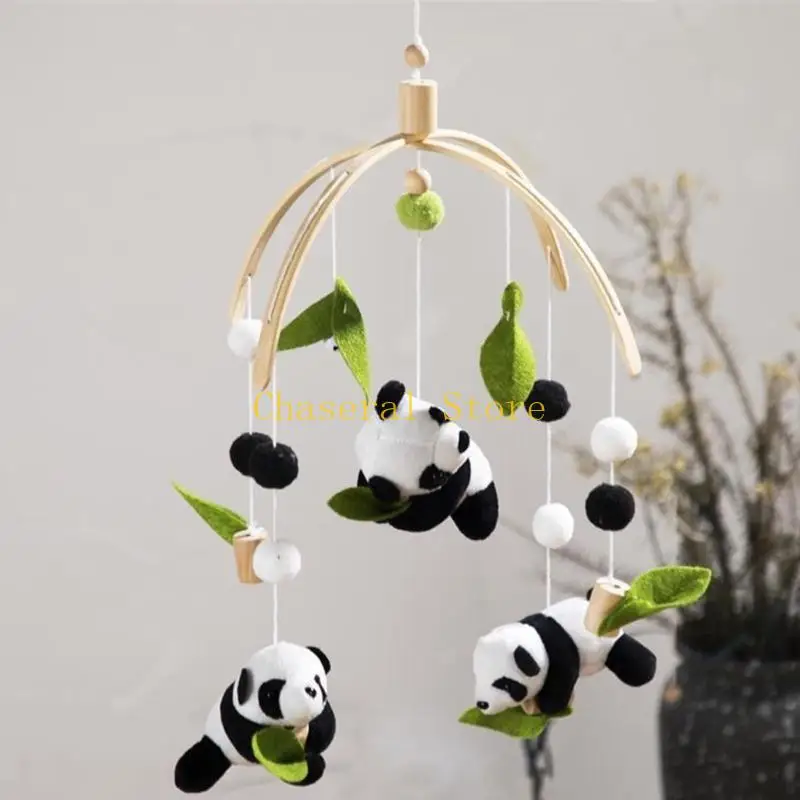 E7CE Panda Shaped Plush Hanging Rattle Toy Accessories Early Educational Toy Bed Around Hanging Supplies