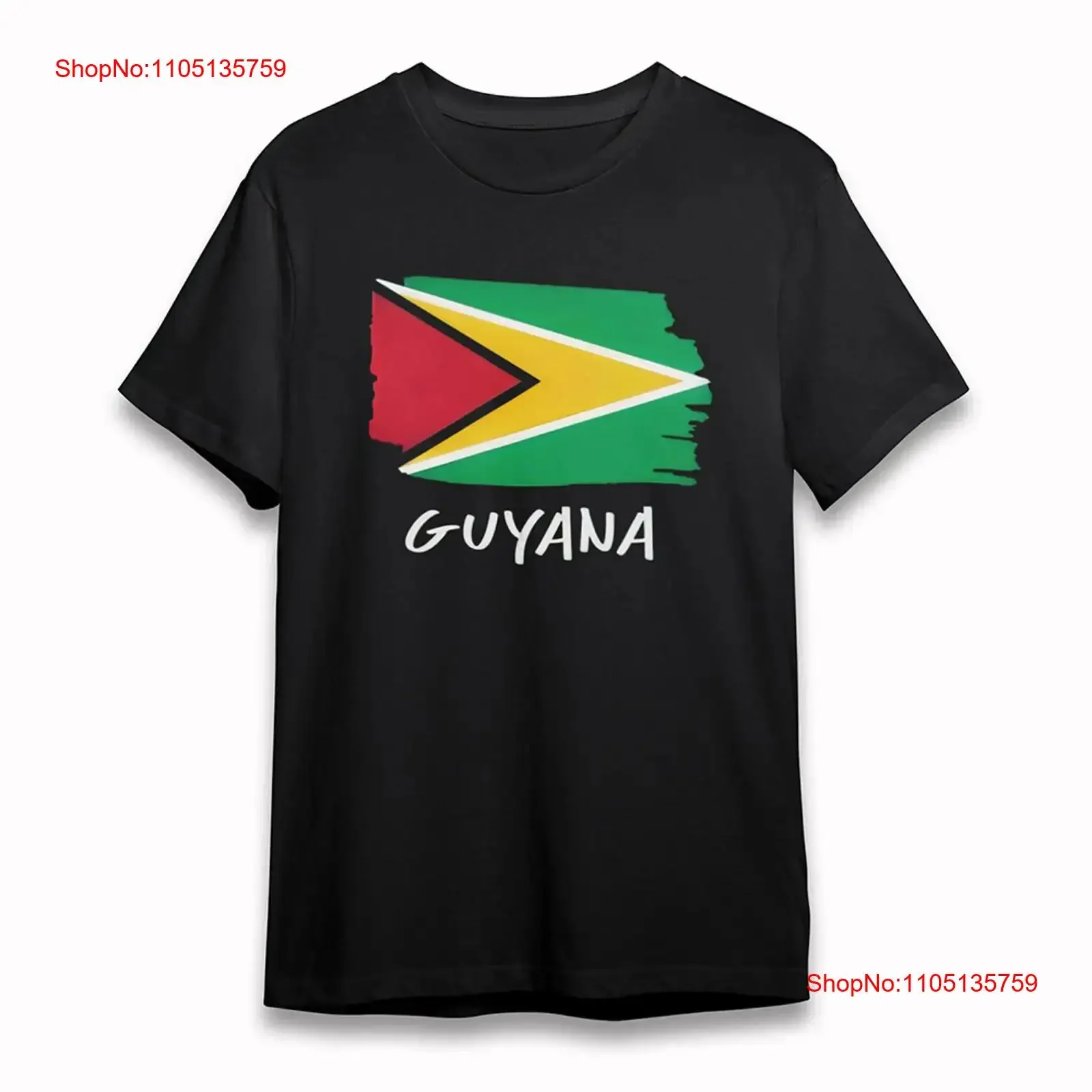 Men's Cotton Classic T Shirt Guyana Arrow Flag Art  Black vintage Washed Stretched Stylish Breathable designer clothes