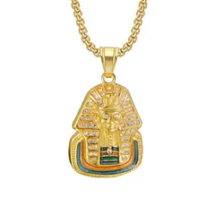 Ancient Egypt Pharaoh Head Charm Pendant Dropshipping Gold Color Stainless Steel Egyptian Necklace for Men Fashion Jewelry Gift