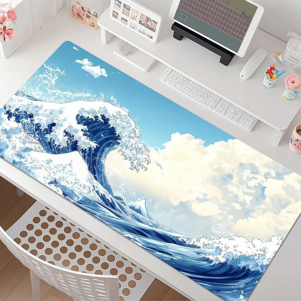 Kanagawa Art Great Waves Cartoon Mouse Pad Anti Slip Rubber Edge Locked Thickened Laptop Gaming Desk Mat