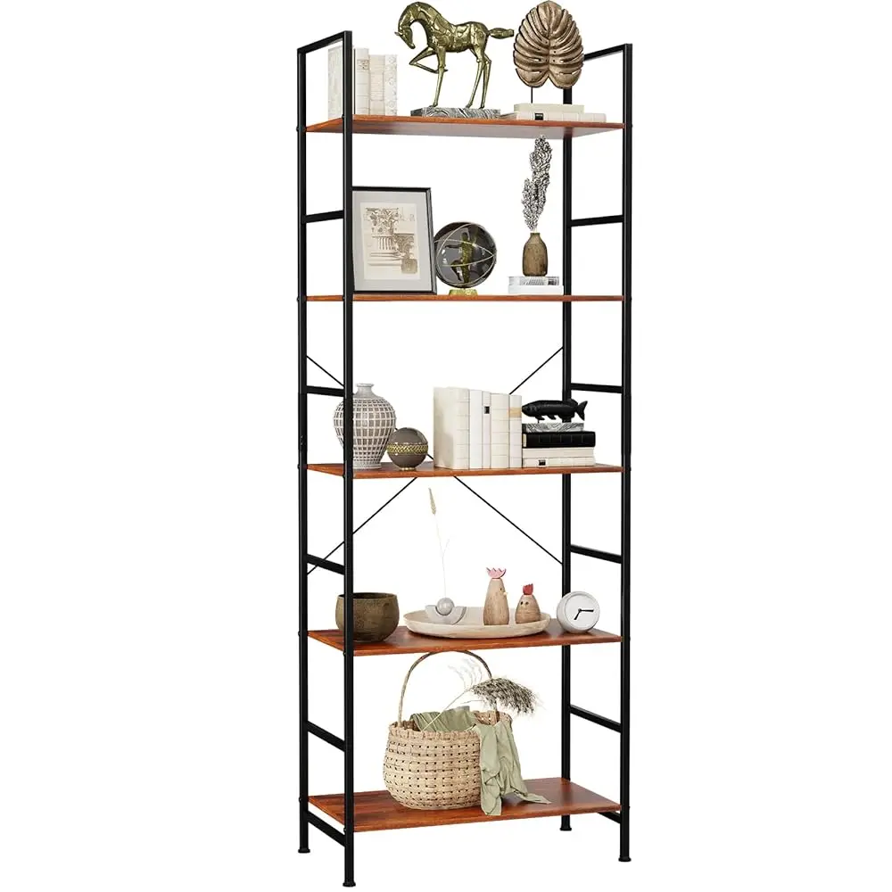 

5 Tier Bookshelf Tall Bookcase For Living Room/Bedroom/Home Office/Kitchen Entertainment Center, Book Shelf Organizer Shelves