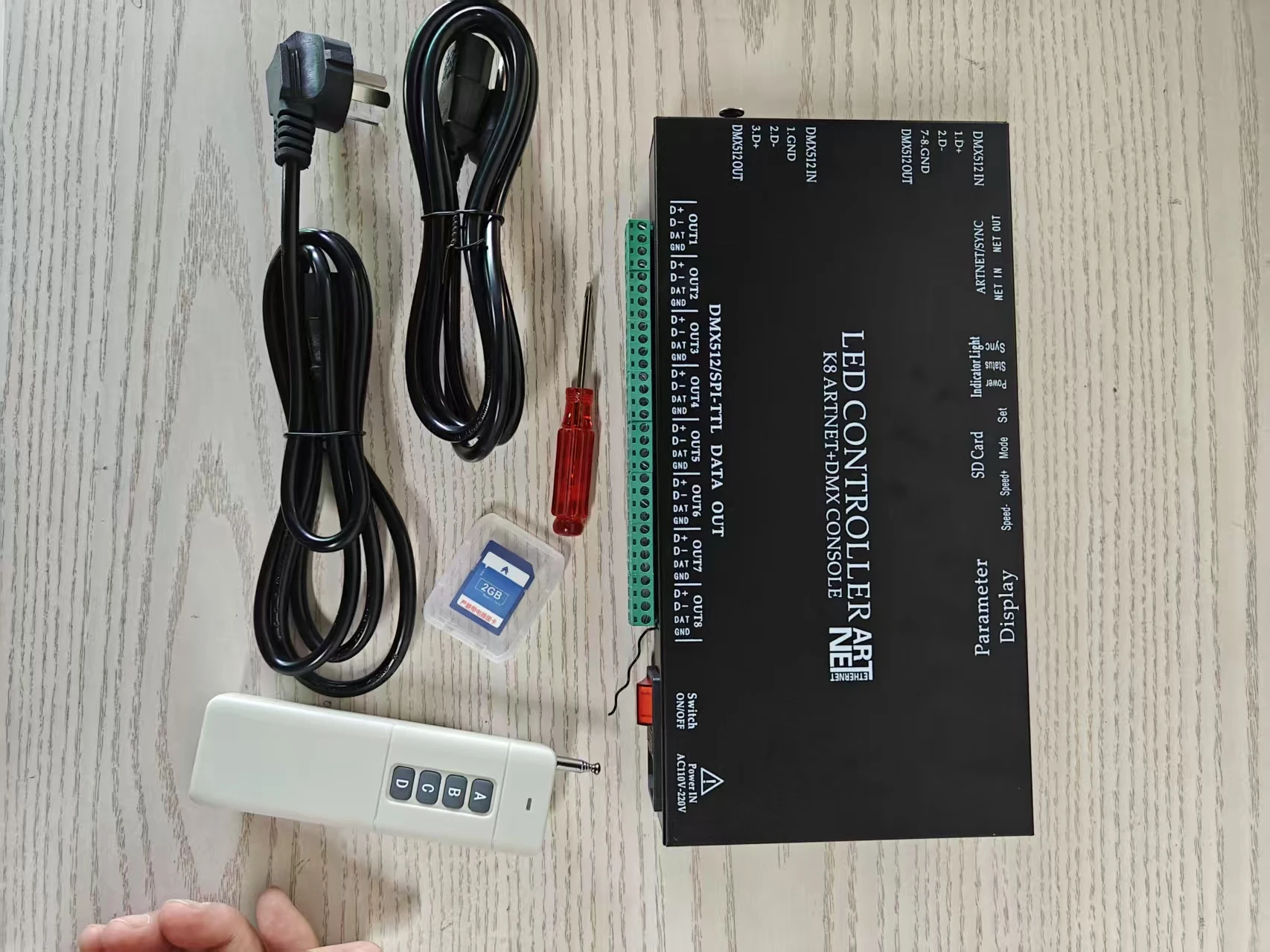 T8K K8 K16 Artnet 8 16 Ports Addressable Programmable Pixel LED Controller for Matrix DMX512 WS2812B WS2811 WS2815 RGB LED Light