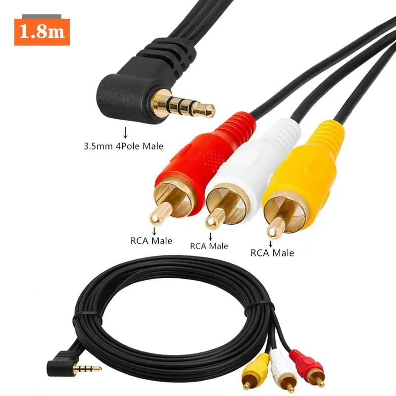 Pozłacane 90 stopni zgięcie 3.5mm do kabel RCA kabla Audio i wideo 3.5mm 1/8 \