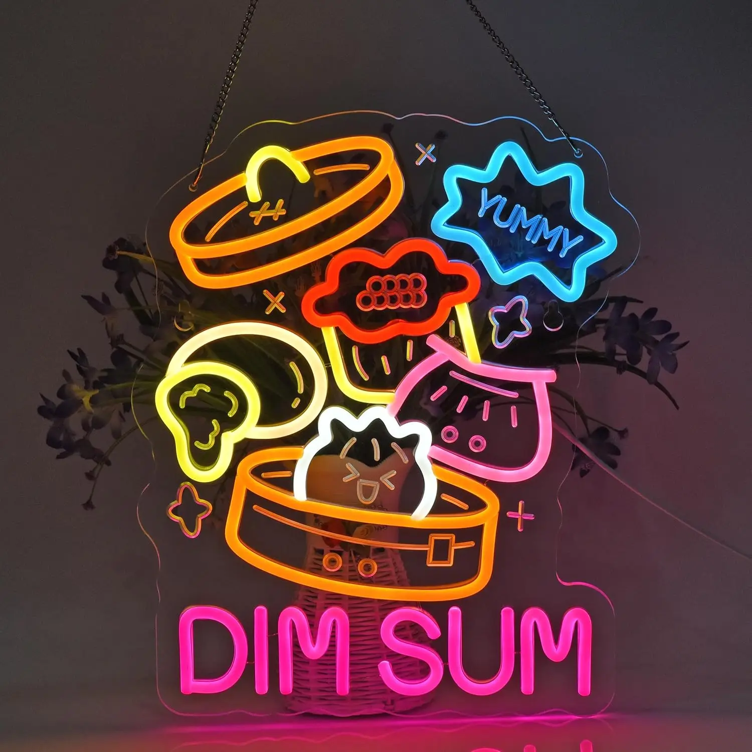 DIM SUM Neon Sign USB Dimmable LED Neon Light for Restaturant Shop Store Bar Market Deli Café Celebration Party Home Decor