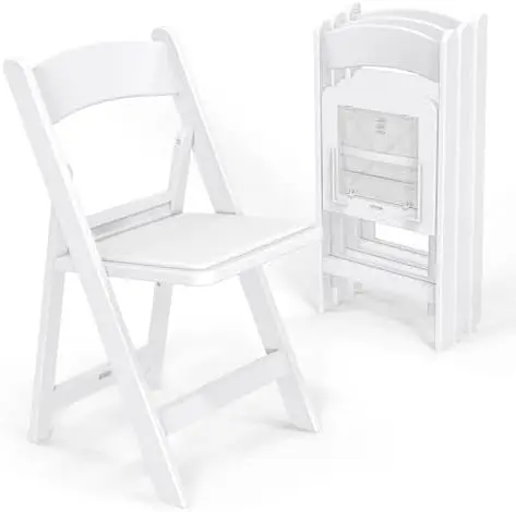 Resin Folding Chairs with Cushion, Foldable Plastic Chair with Comfortable Padded Seats, Perfect for Event Party Indoor