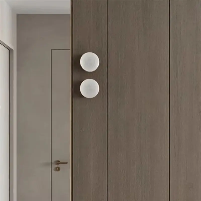 New Shown-Living Room Bedroom Passage Corridor Nordic Modern LED Room Light Natural Marble Round Wall Lamp A view 4