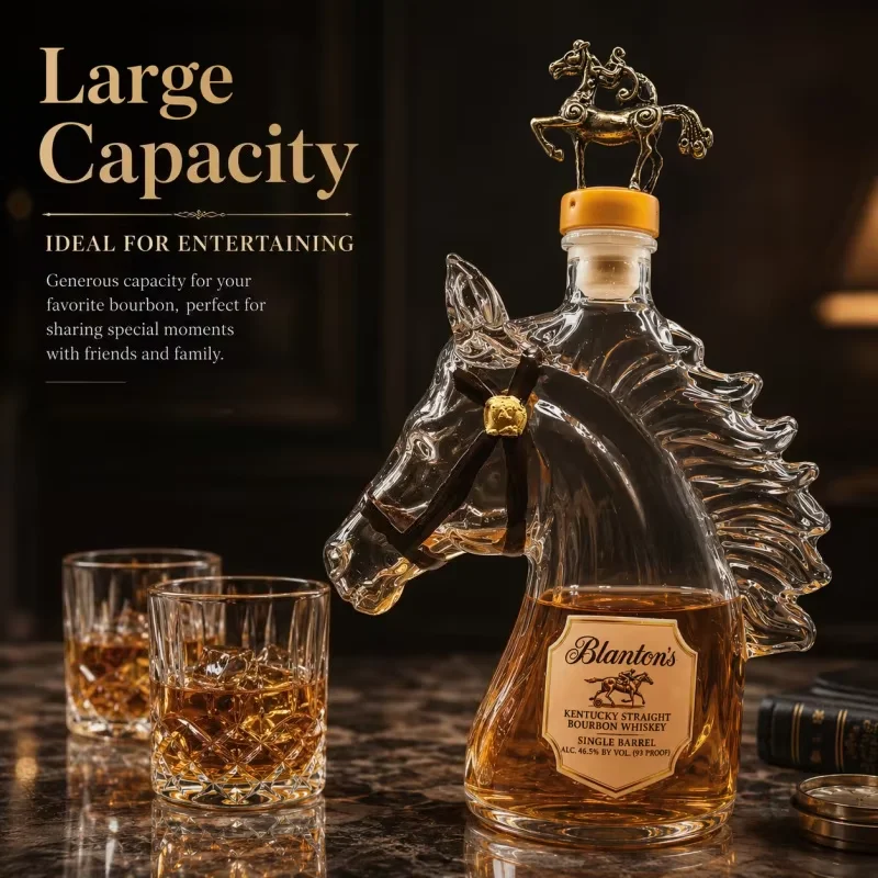 Blanton’s Horse Shaped Glass Whiskey Decanter Creative Bourbon Bottle Home Bar Decoration Collector Display Gift