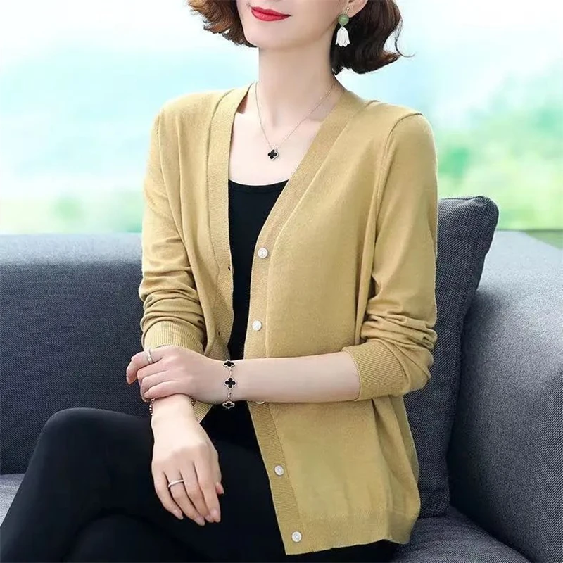 2023 Autumn Winter Women Single Breasted Knitted Cardigans Korean Fashion Solid Long Sleeve Knitwears Female Simple Sweater Coat