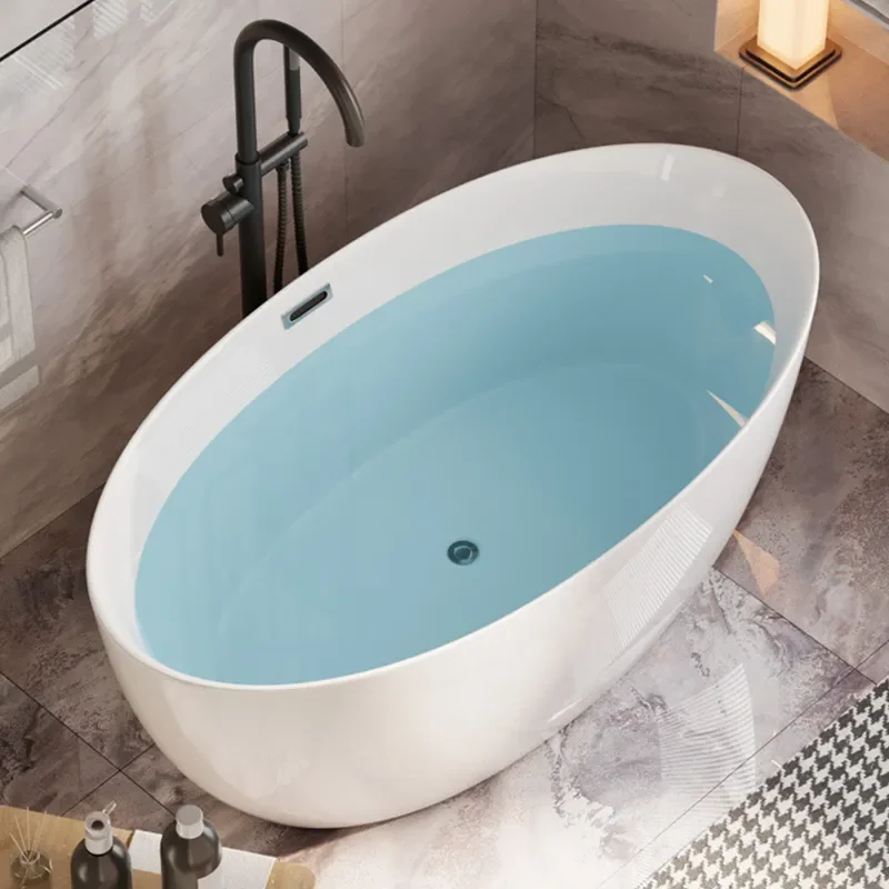 for Oval Arc Round Bathtub Household Adult 1.3-1m Thin Edge Hotel Bath Tub Factory Outlet Internet Celebrity Style