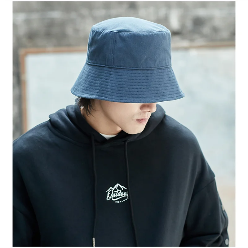 

2022 New Summer Men's Breathable Thin Hats Sun Caps Korean Sun Protection Panama Male Bucket Hat Solid Hip Hop Caps Large Brim