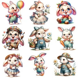15cm Kid Kawaii Rabbit Dtf Heat Transfer Stickers Iron On Transfer Sticker For Clothes Patches For Clothing Ready To Press Decor