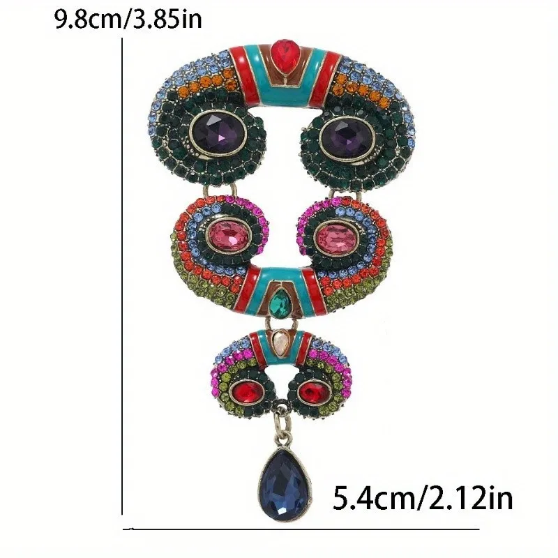 Retro Heavy Work Brooch Baroque Style GlassPendant Badge Vintage Exaggerated Corsage for Men and Women\'s Clothing Accessories