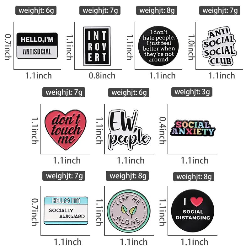 Hello I'm Socially Awkward Enamel Pin I Love Social Distancing Mental Health Brooch Lapel Badge Jewelry Accessories For Friends