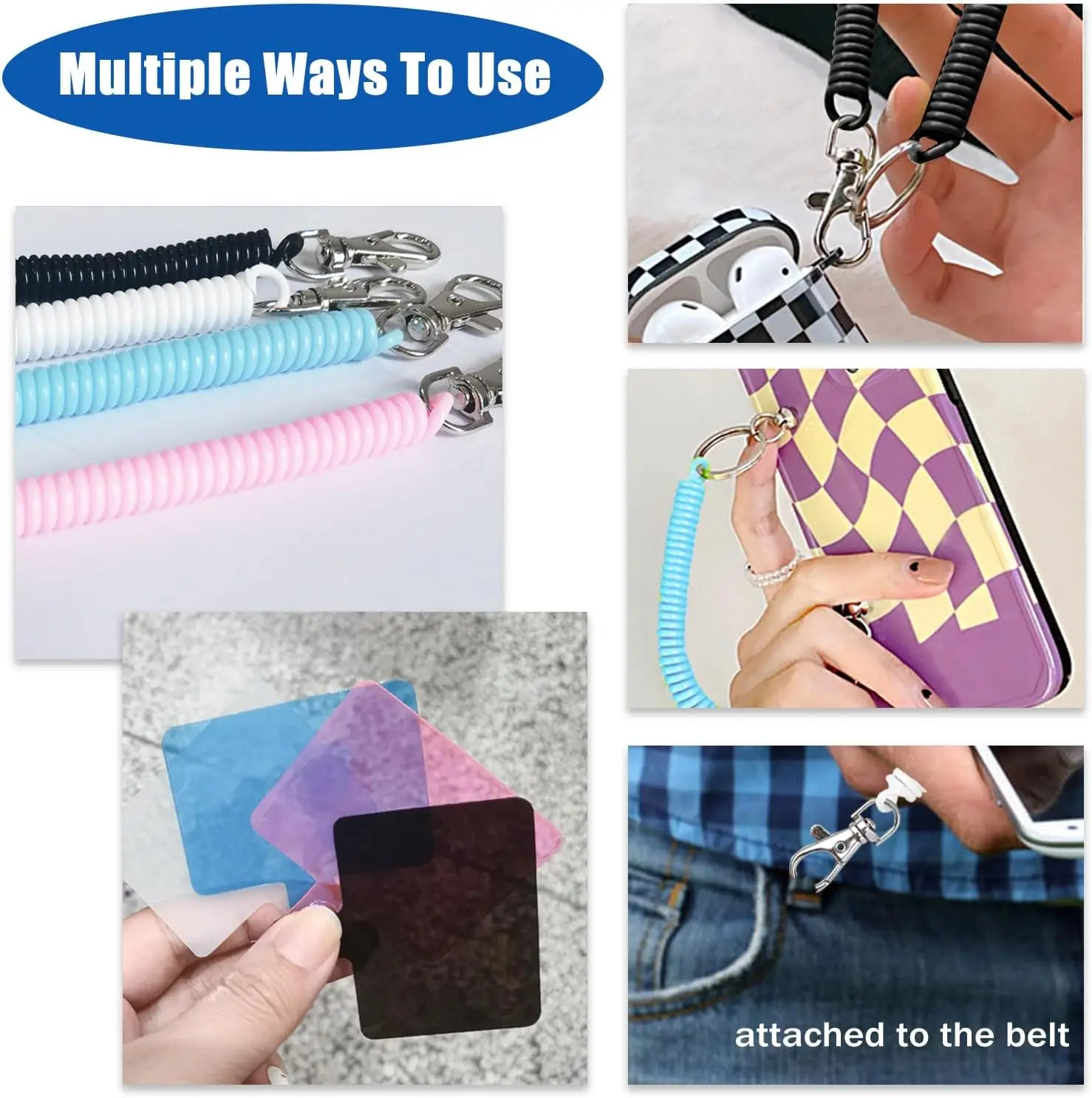 Phone Lanyard Tether with Patch Stretchy CellPhone Anti-loss Wrist Strap Smartphones Case Anchor Anti Theft Straps for IPhone 15