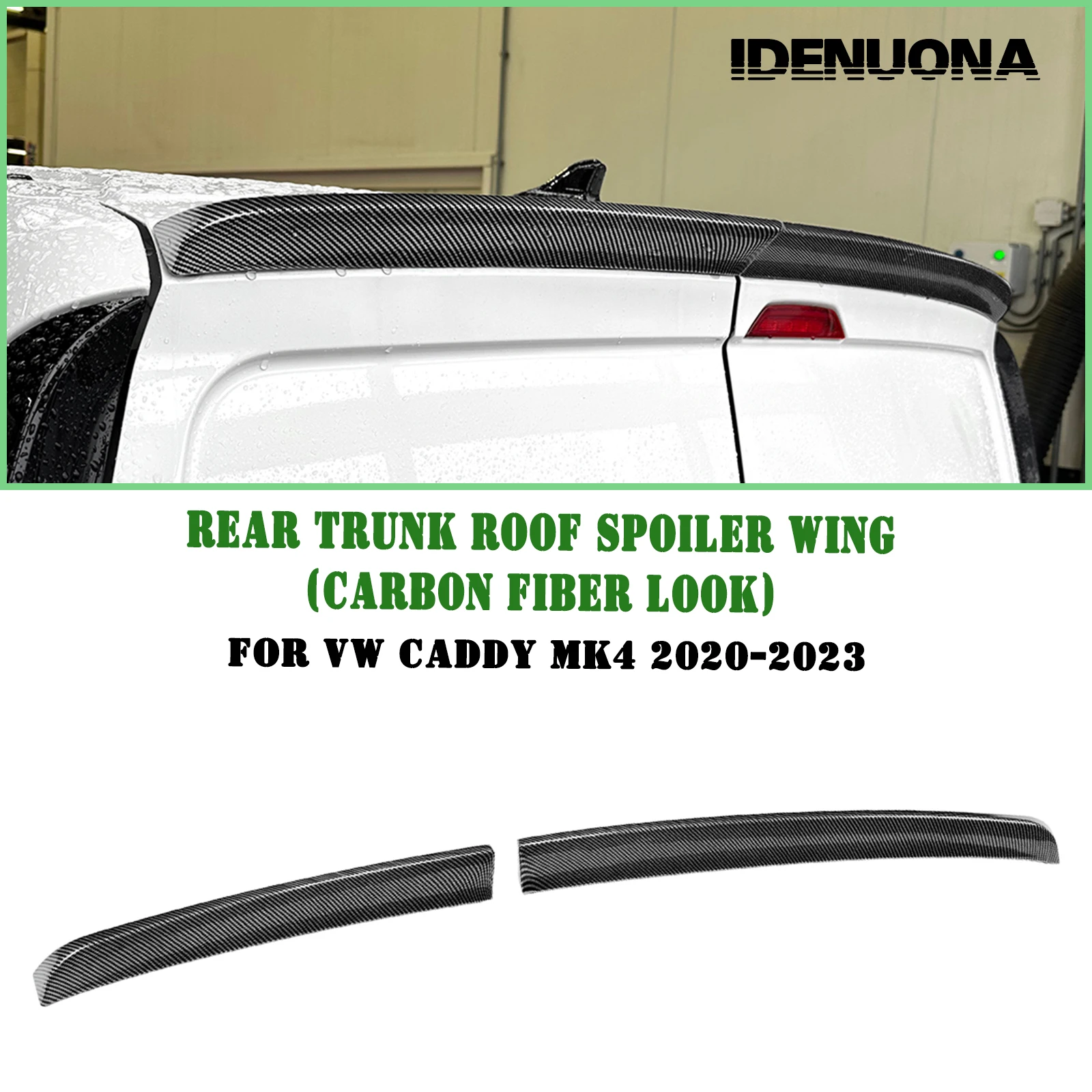 

For Volkswagen VW Caddy MK4 2020-2023 Rear Trunk Lid Roof Spoiler Wing Carbon Fiber Look/Gloss Black Tailgate Upper Splitter Lip