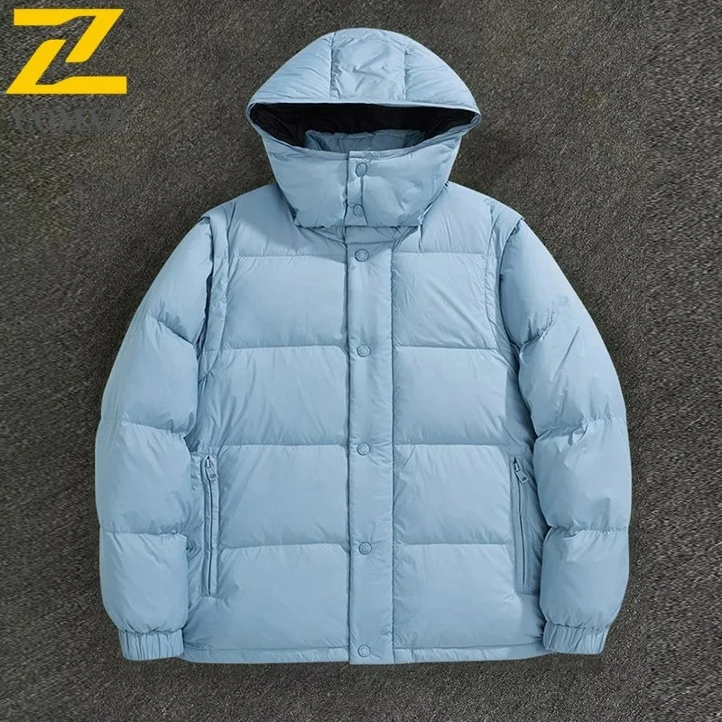 COMXZ 2025 شتاء جديد أسفل سترة الرجال عادية الرياضة النمط الأمريكي أسفل معطف انفصال أسفل Wearwaterproof يندبروف سترة واقية