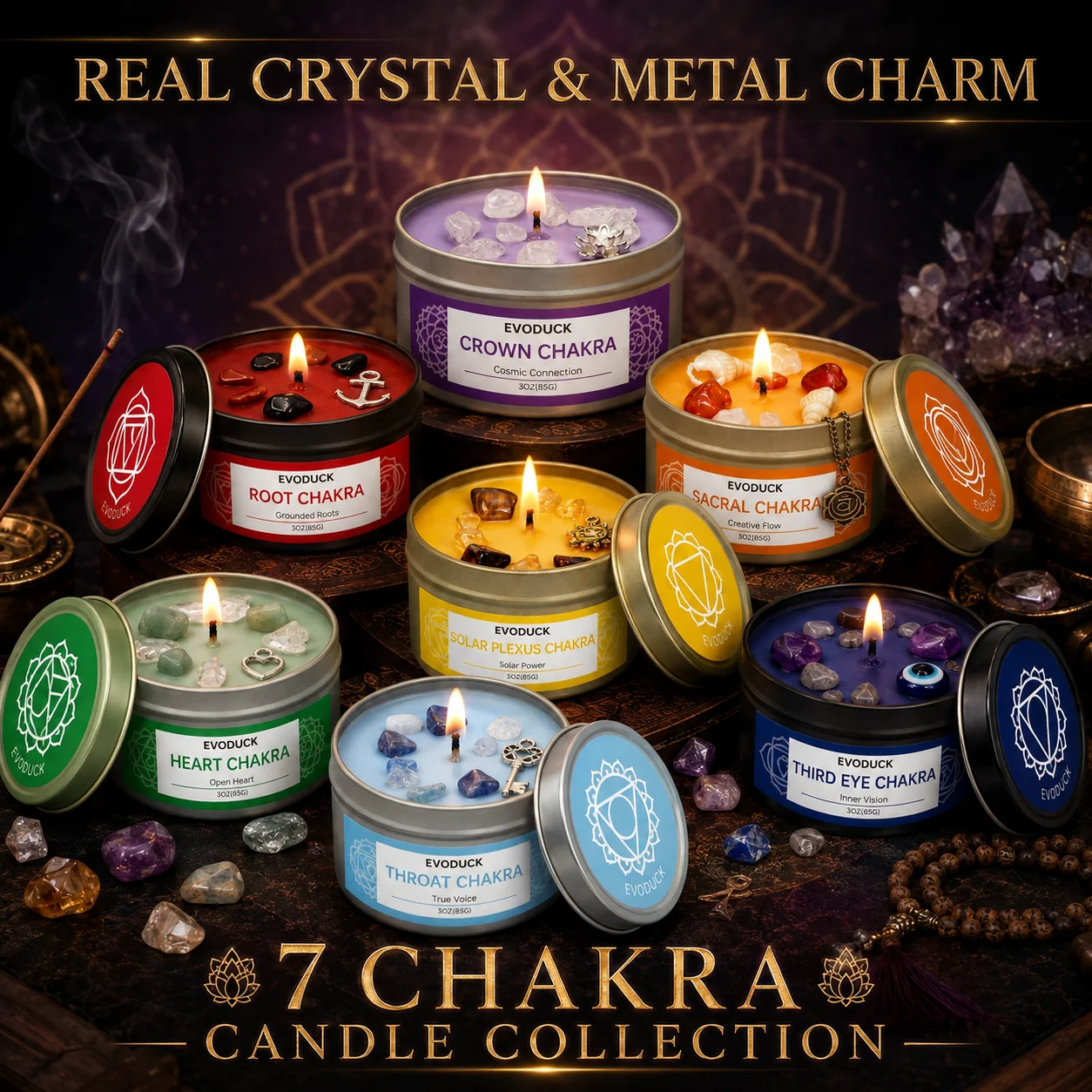 EVODUCK 7 Çakra Mum Hediye Set - Scented Candle Luxury incelemesi ve fiyatı