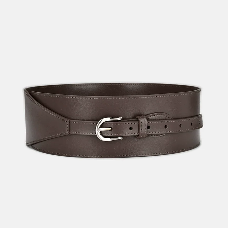 Moda feminina vintage couro genuíno espartilho feminino cummerbund casaco cintura vestido decration cinto largo j1107