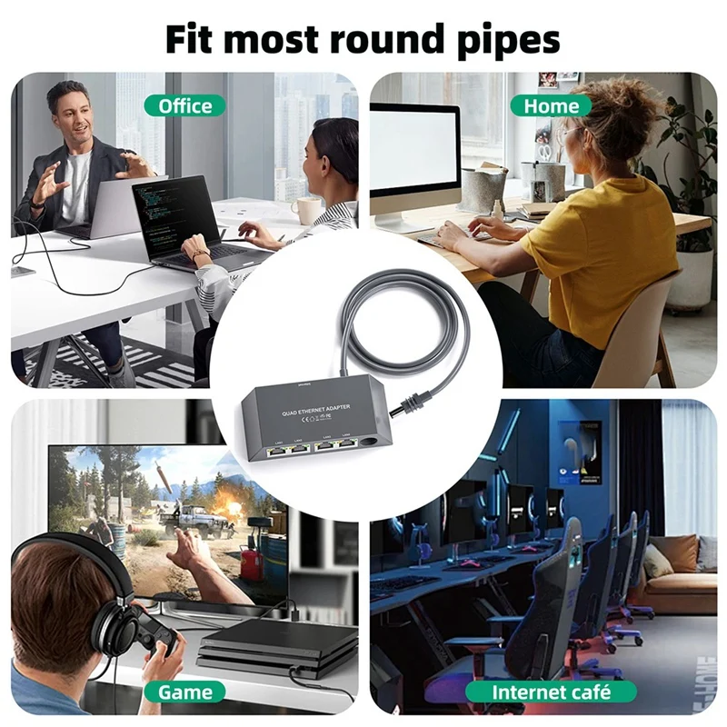 Upgraded 4 Ports Gigabit for Mini Ethernet Adapter for Dish Antenna Satellite Internet-ABLL