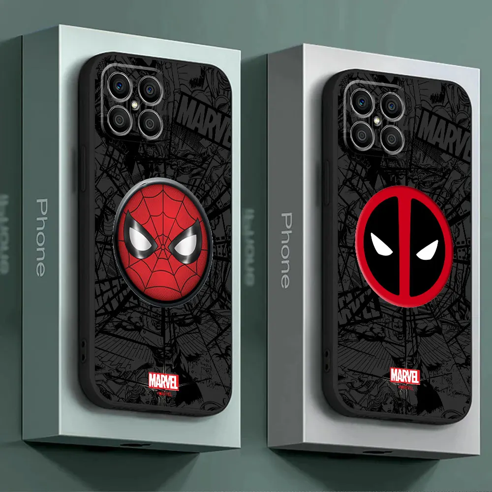 Marvel Cartoon Spider Man Logo Case for Honor X6a 90 Pro 70 X6 X8a 8X X8 Magic5 Lite X7 X9a Magic5 Armor Capa Cover Black Soft