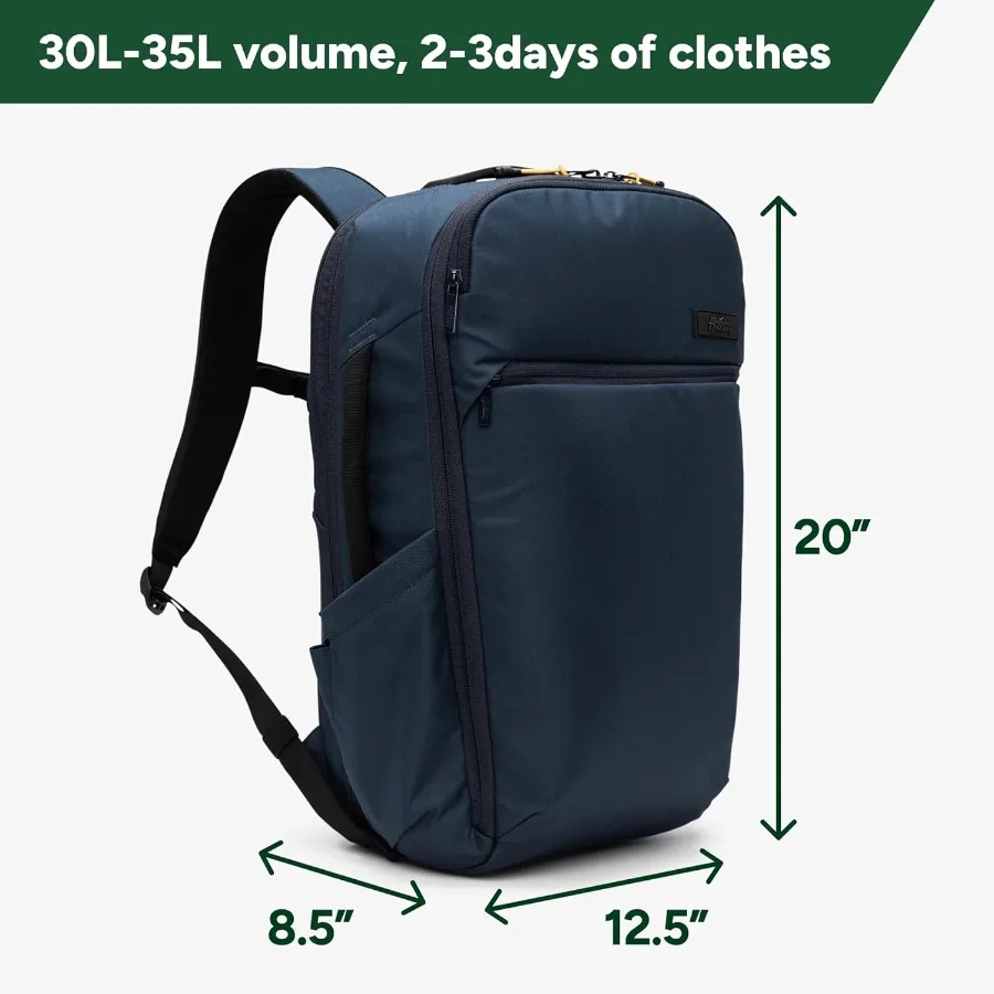 Halfday Roamer All-in-One Travel Backpack 15" Laptop Compartment Built-In Shoe/Laundry Pouch Magnetic Sternum Strap Padded Shou