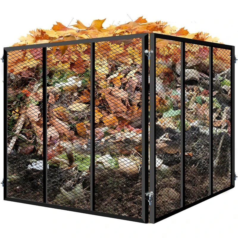 Large garden mesh compost bin, wrought iron four-piece breathable mesh compost fence
